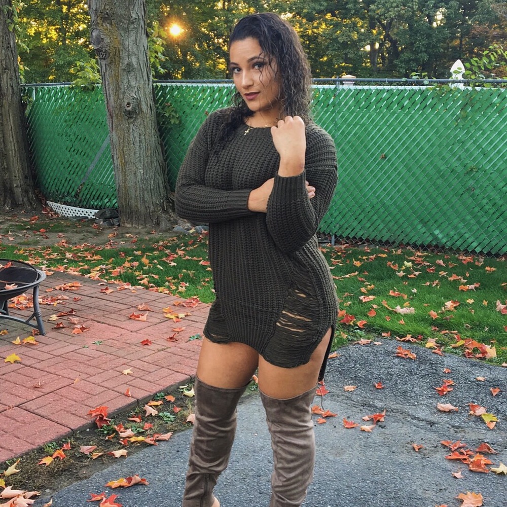 Green fall dress- hotmiamistyles